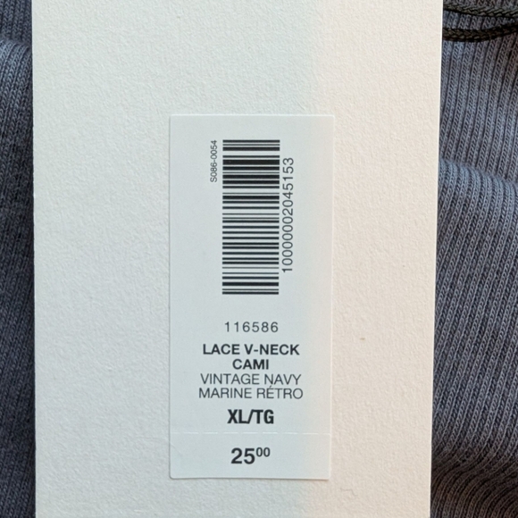 Aritzia Homestretch Rib Lace V-neck Cami Tank Vintage Navy New With Tag Women XL - Picture 7 of 13